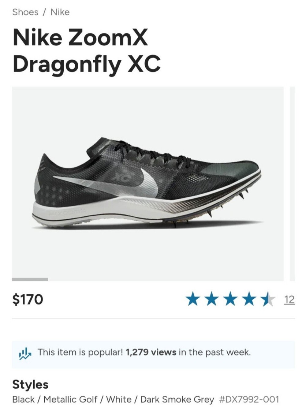 Nike Unisex Zoomx Dragonfly 2 Track And Field/XC Spikes - Picture 11 of 11